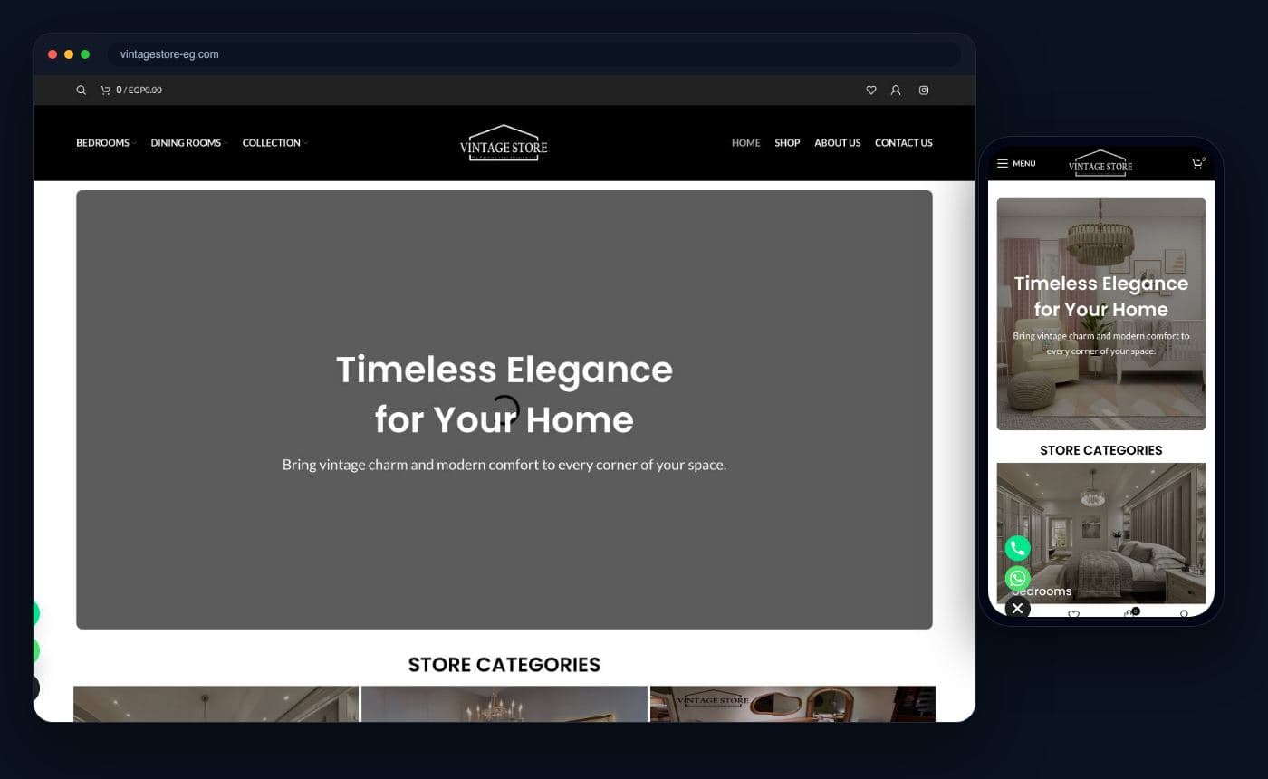Vintage Store EG on desktop and mobile