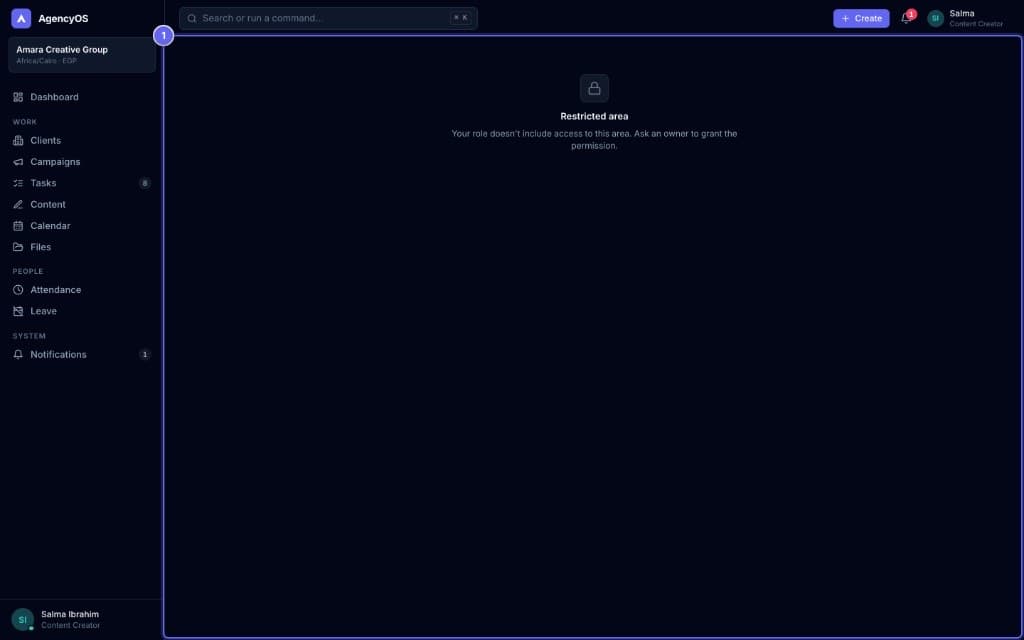 Marketing Agency System — Restricted access